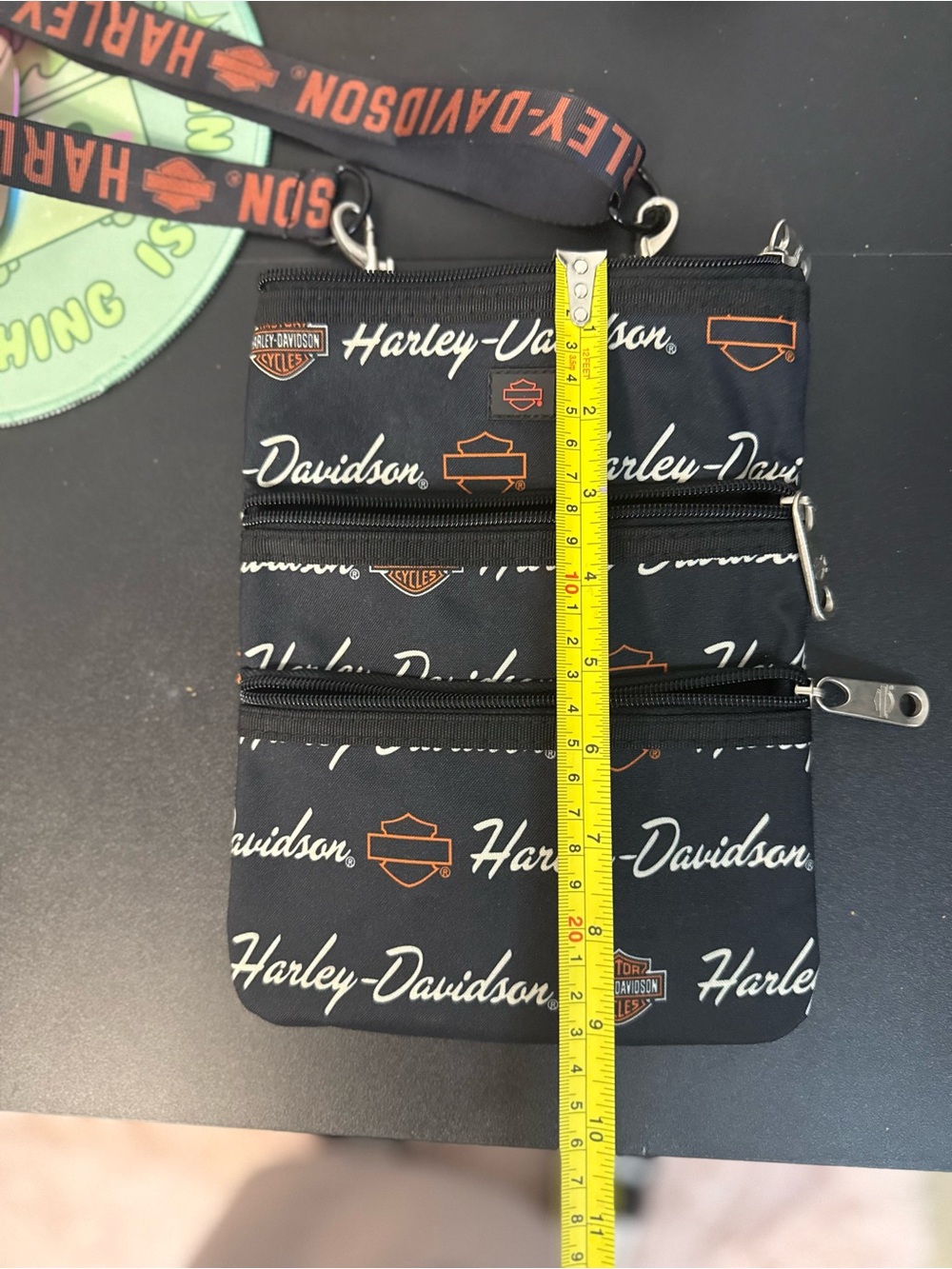 Harley-Davidson Black Crossbody Pouch with Orange Logo Accents - Picture 6 of 10